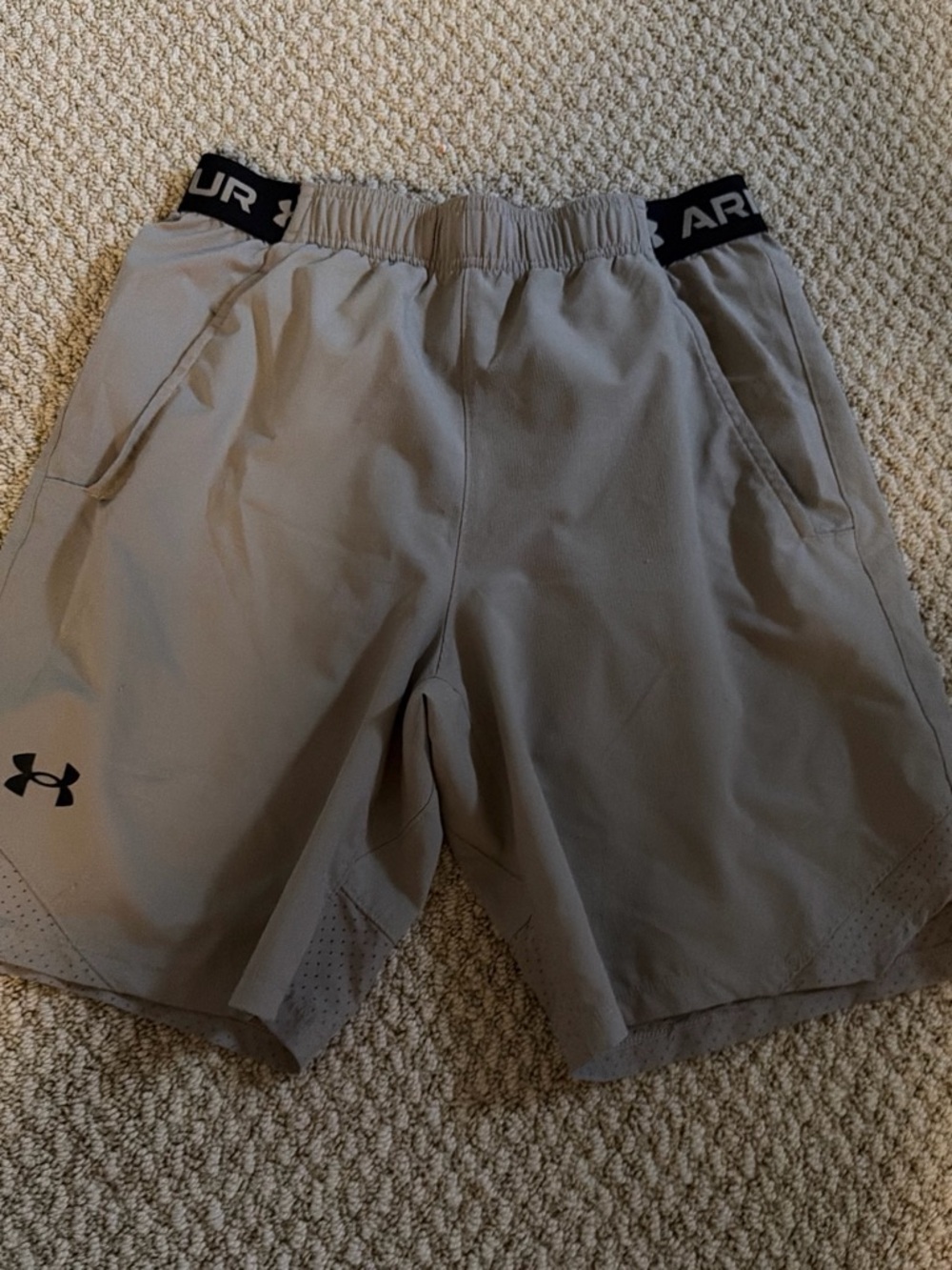 Under Armour Men's Khaki Performance Training Shorts with Branded Waistband